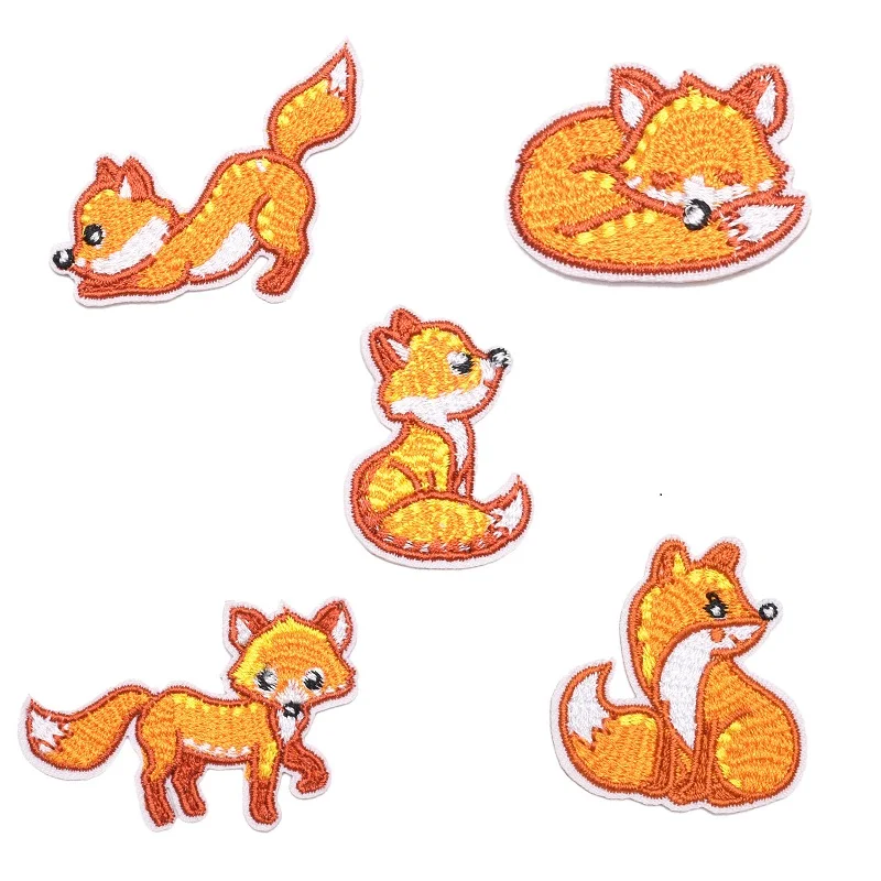 

5Pcs Cartoon Animal Fox Embroidery Applique Iron On Patches Fabric Stickers Badges For Kids Clothes T Shirt Children Diy Sewing