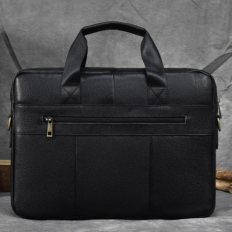 15-In Laptop Bags For Men Genuine Leather Business Briefcase Cowhide One Shoulder Crossbody Tote Bag Men's Executive Briefcase