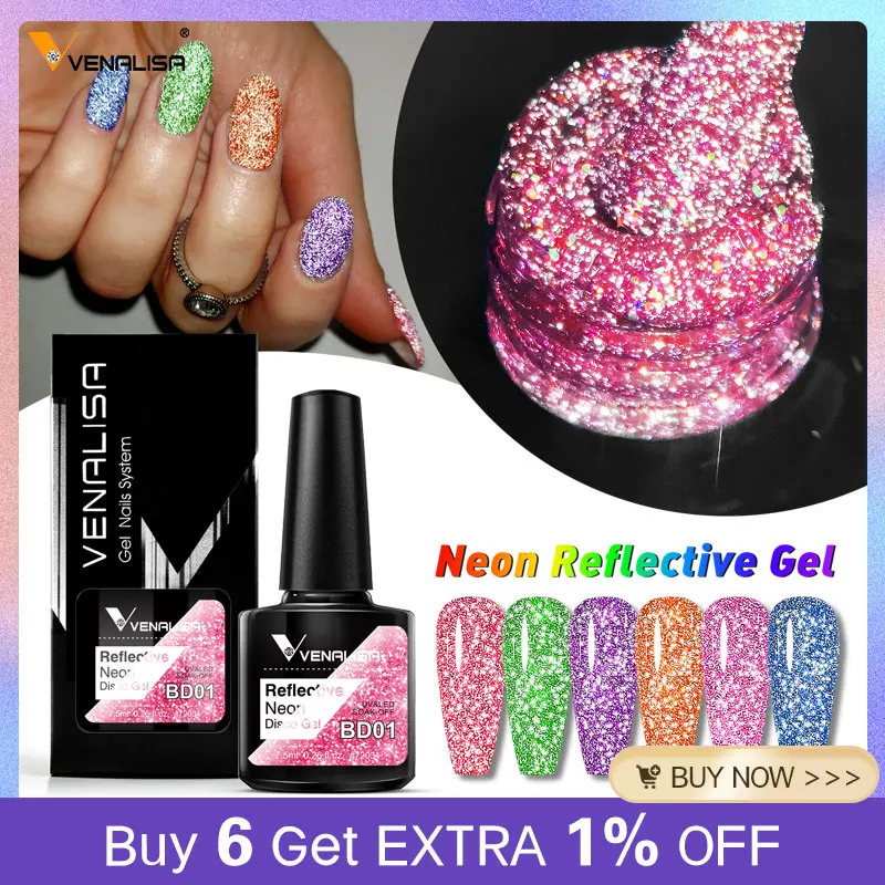 Супер светоотражающий диско-гель Venalisa лак для ногтей Серебряный BlingSoak Off УФ