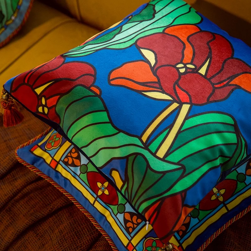 DUNXDECO Итальянская роза окно тюльпан цветочный чехол для подушки квадратная