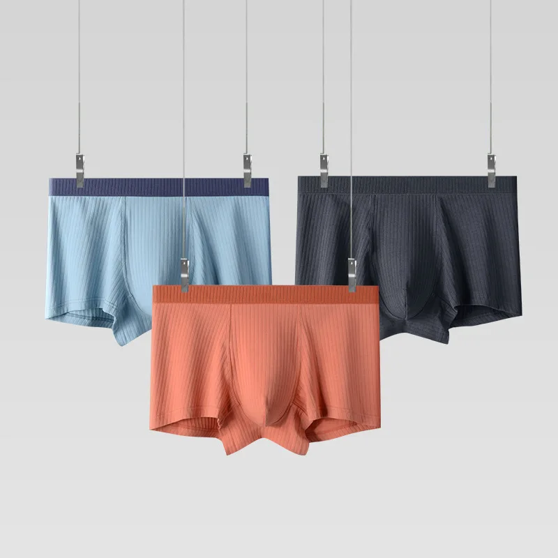 3PCS Men's Underpants Draw-Needle Cotton Antibacterial Boxer Sports Briefs