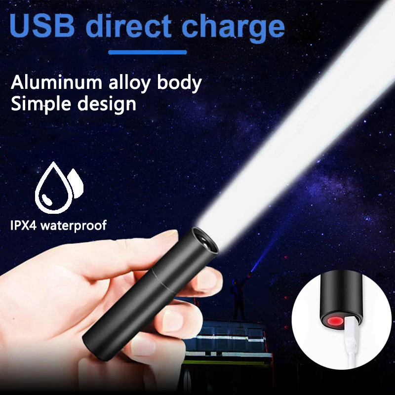 

Суперъяркий фонарик, 3 режима, USB, перезаряжаемый фонарик со встроенной батареей 1800 мАч, светодиодный перезаряжаемый фонарик Zaklamp