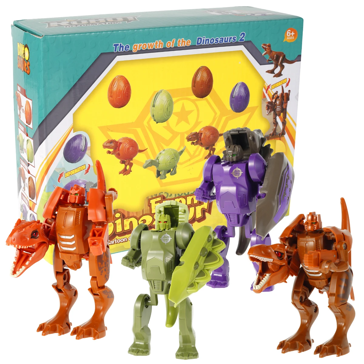 

8pcs Dinosaur Transformation Toy with Flexible Limbs Egg Transform Robot Early Educational DIY Assemble Dinosaur Figures Toys