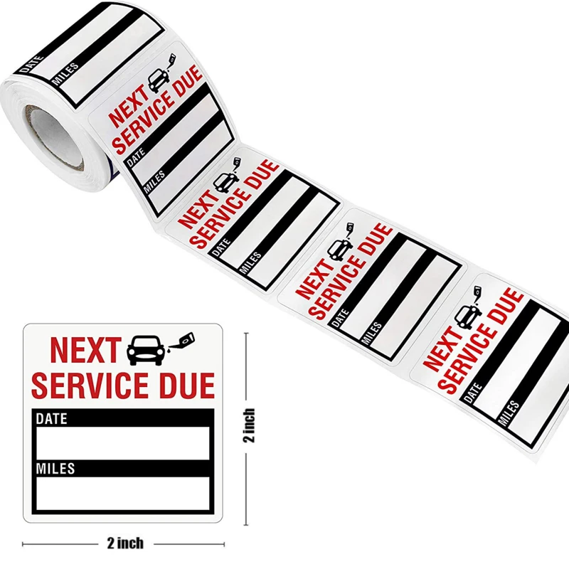 100-300pcs/roll Oil Change Maintenance Service Reminder Stickers Window Sticker Adhesive Labels Car Sticker 