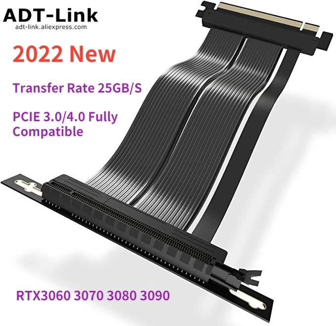 Фото Кабель Райзера PCIe 4 0 X16 [RTX3090 RX6900XT X570 B550 Z590 протестированный] экранированный с