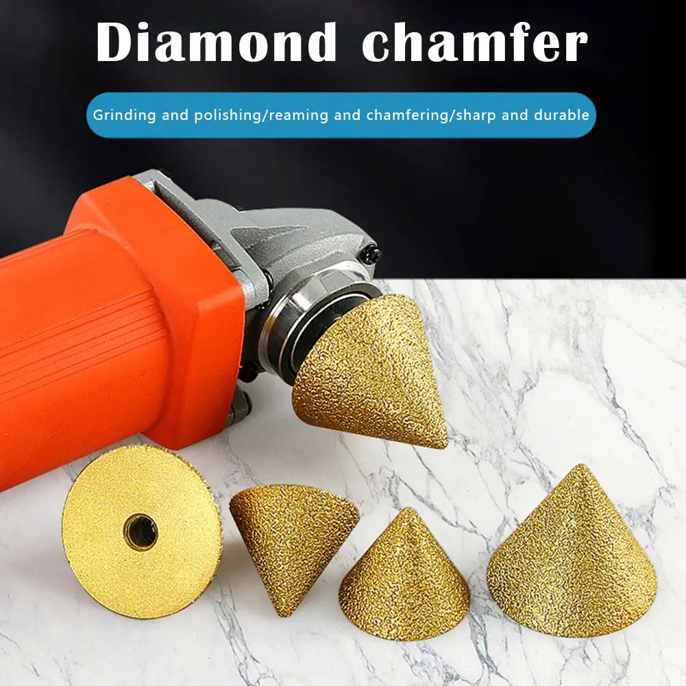 

1pc M10 Thread Diamond Beveling Chamfer Bit 38/50mm Cone Carve Polishing Grinding Wheel For Porcelain Tiles Cutter Trimming R2X2