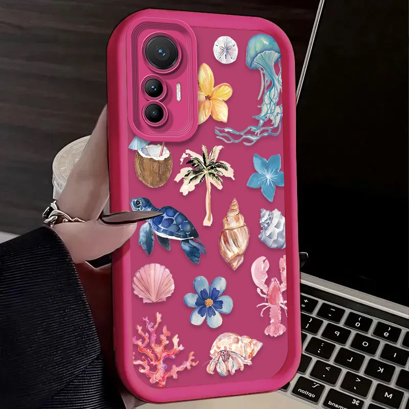 Фото Чехол для телефона Summer Marine Organism для Xiaomi Poco X6 X7 F5 F6 X5 X3 NFC F3 M6 Pro 4G Mi 13 12 11 Lite 5G 14 13T 12T 11T 14T Pro №4