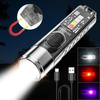 mini bright light flashlight multifunctional keychain light usb charge 4 color uv light source magnetic suction for outdoor work
