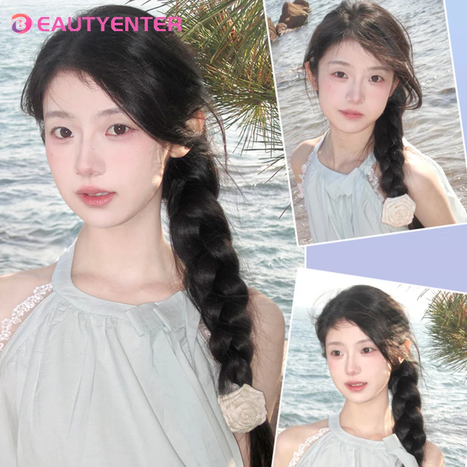 Красивые синтетические плетеные удлинители волос для конского хвоста с