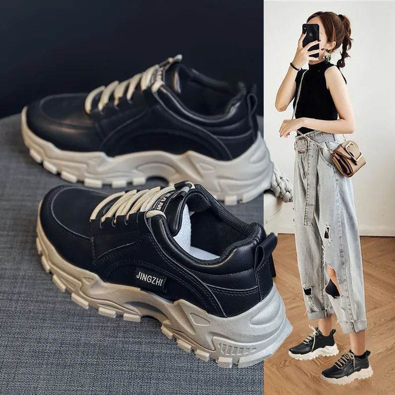 

Casual Women Sneakers High Heels Platform Tennis Sports Autumn Winter Thick Bottom Walking 2023 New Breathable Vulcanized Shoes