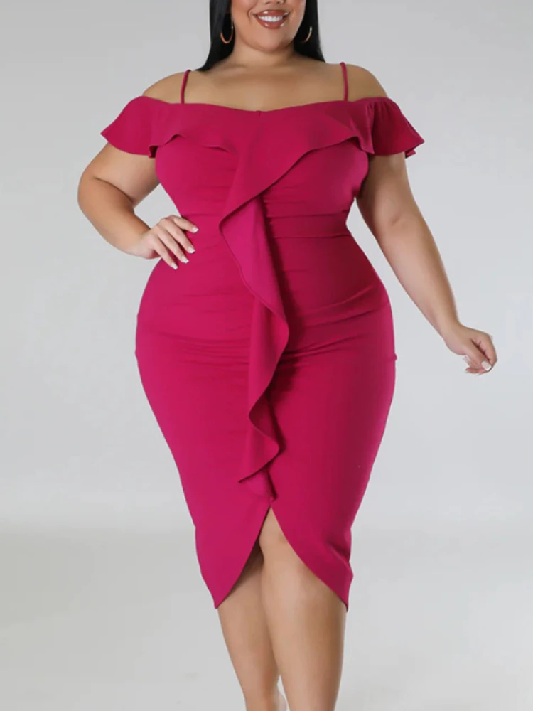 Plus Size Party New In Dresses Womens Red Dress Peplum Bodycon