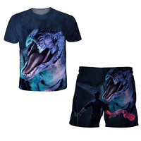 cartoon shorts sets for 2 14 years old girls and boys jurassic animal dinosaur t shirt3d printing short sleeves suits for kids