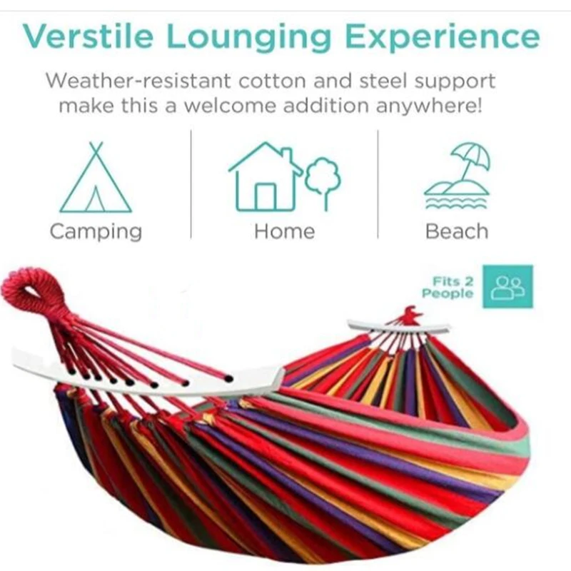 

190cm X 80cm Hammock Hamac Outdoor Leisure Bed Stripe Hanging Bed Double Sleeping Canvas Swing Hammock Camping Hunting
