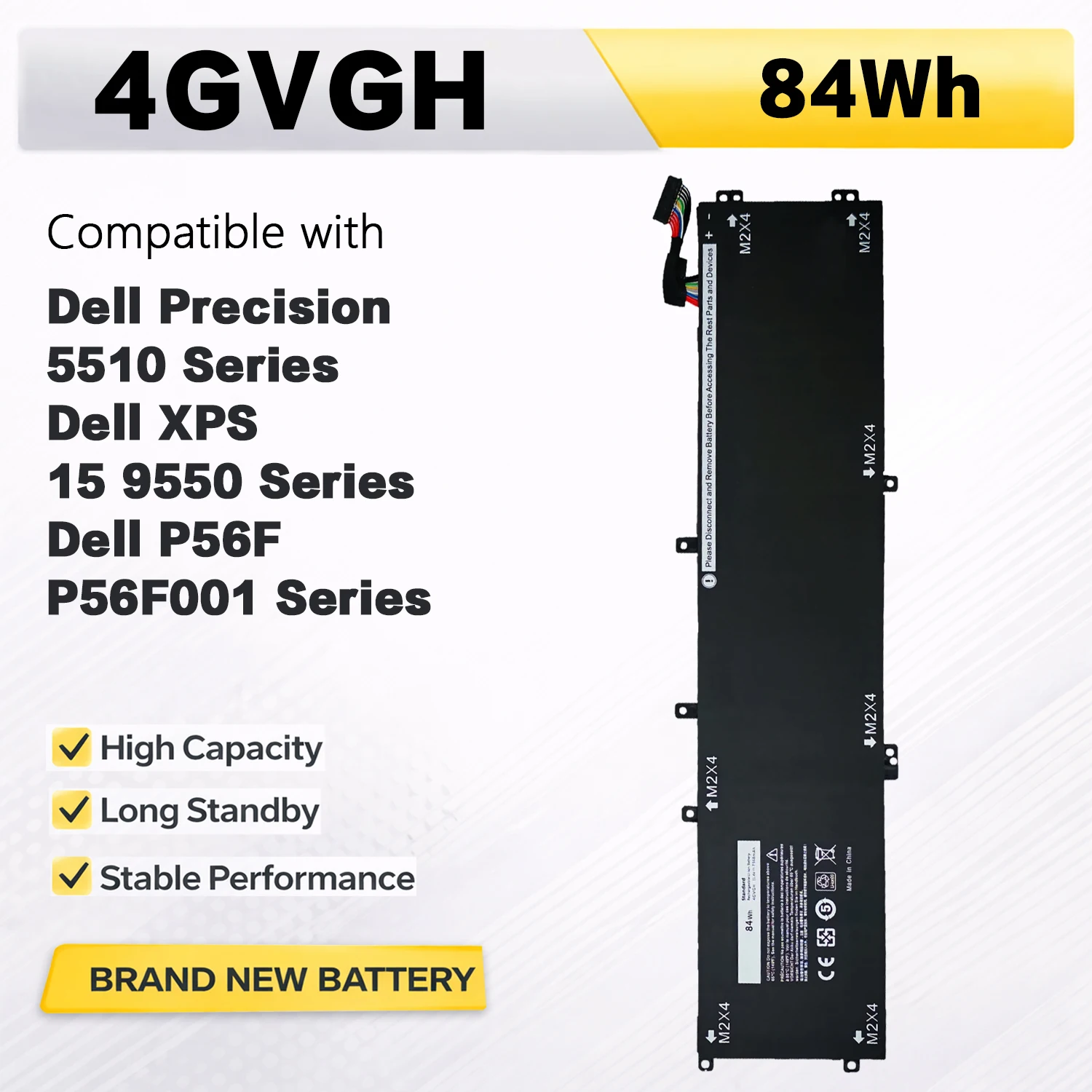 Фото Аккумулятор PowerHub 4GVGH RRCGW для ноутбуков, совместимый с DELL Precision 5510 XPS 15 9550 Series 1P6KD T453X №1