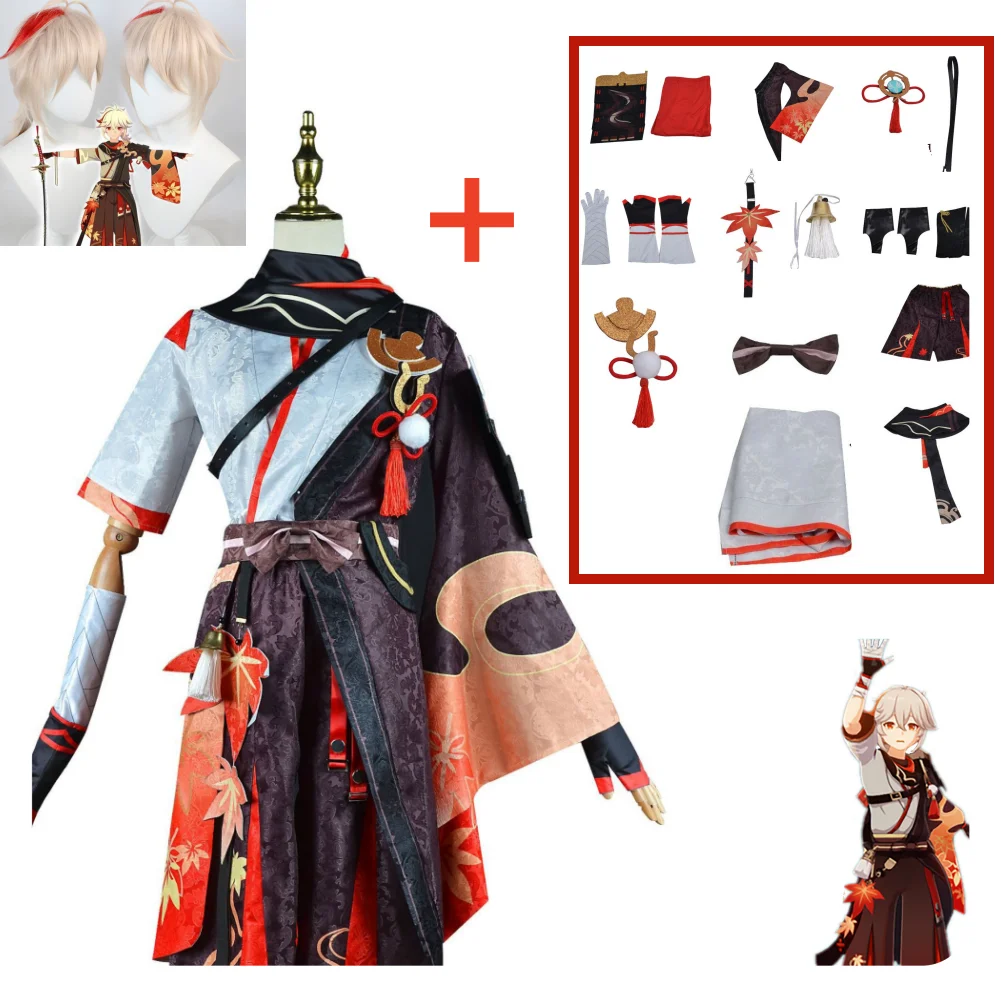 

Juego de Anime Genshin Impact Kaedehara Kazuha Cosplay Halloween fiesta ropa peluca zapatos disfraz, Halloween Costumes for Men