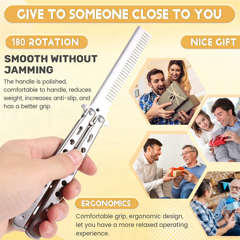 Складная расческа из нержавеющей стали помада для волос Стайлинг искусственный