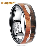 itungsten 8mm koa sandalwood arrow inlay tungsten carbide wedding band finger ring for men women fashion jewelry comfort fit
