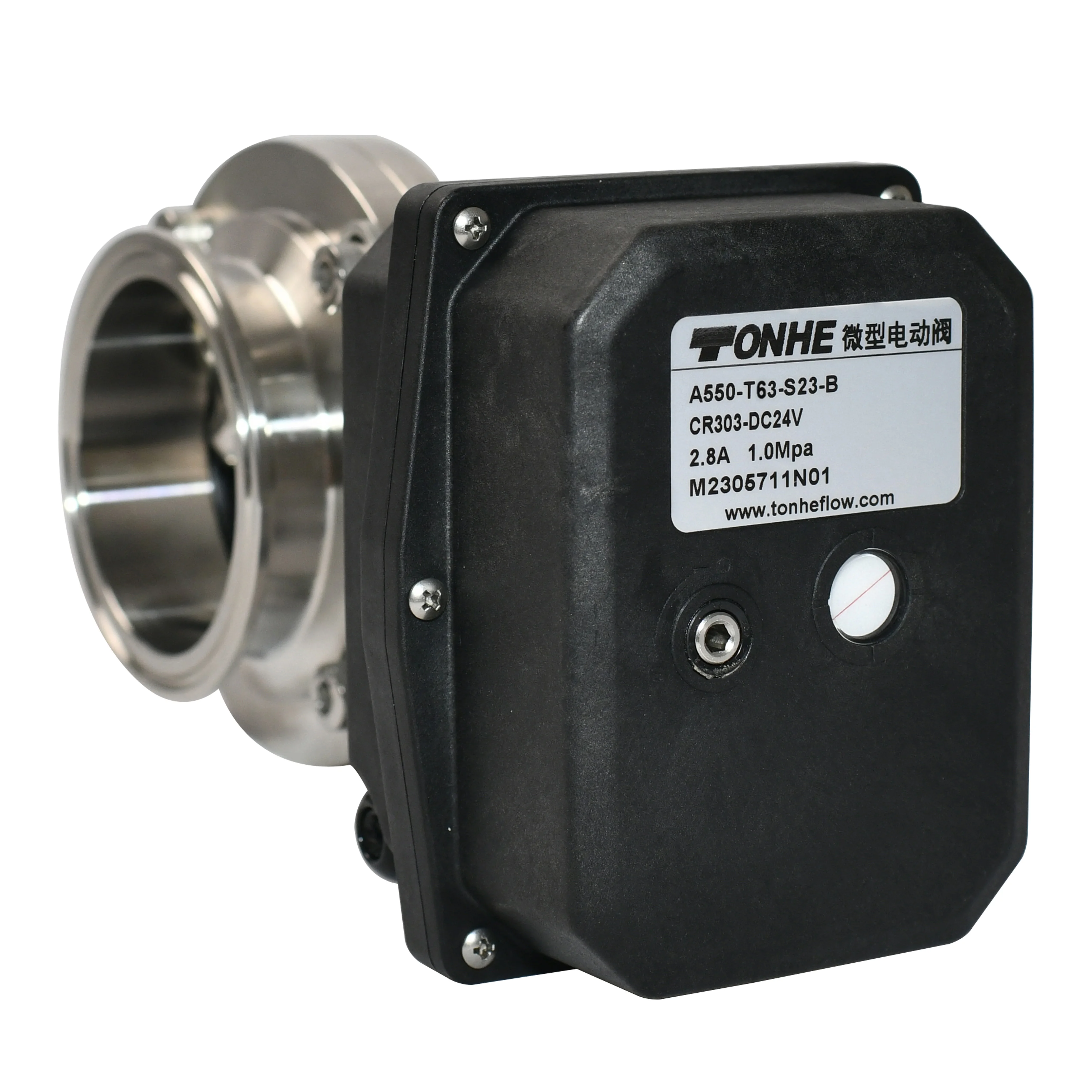 Фото A550-M50-SD-B 57 мм, нержавеющая сталь SS304, с тройным зажимом, DC12-24v, Modbus RTU 485, пропорциональный регулирующий дисковый клапан. №4