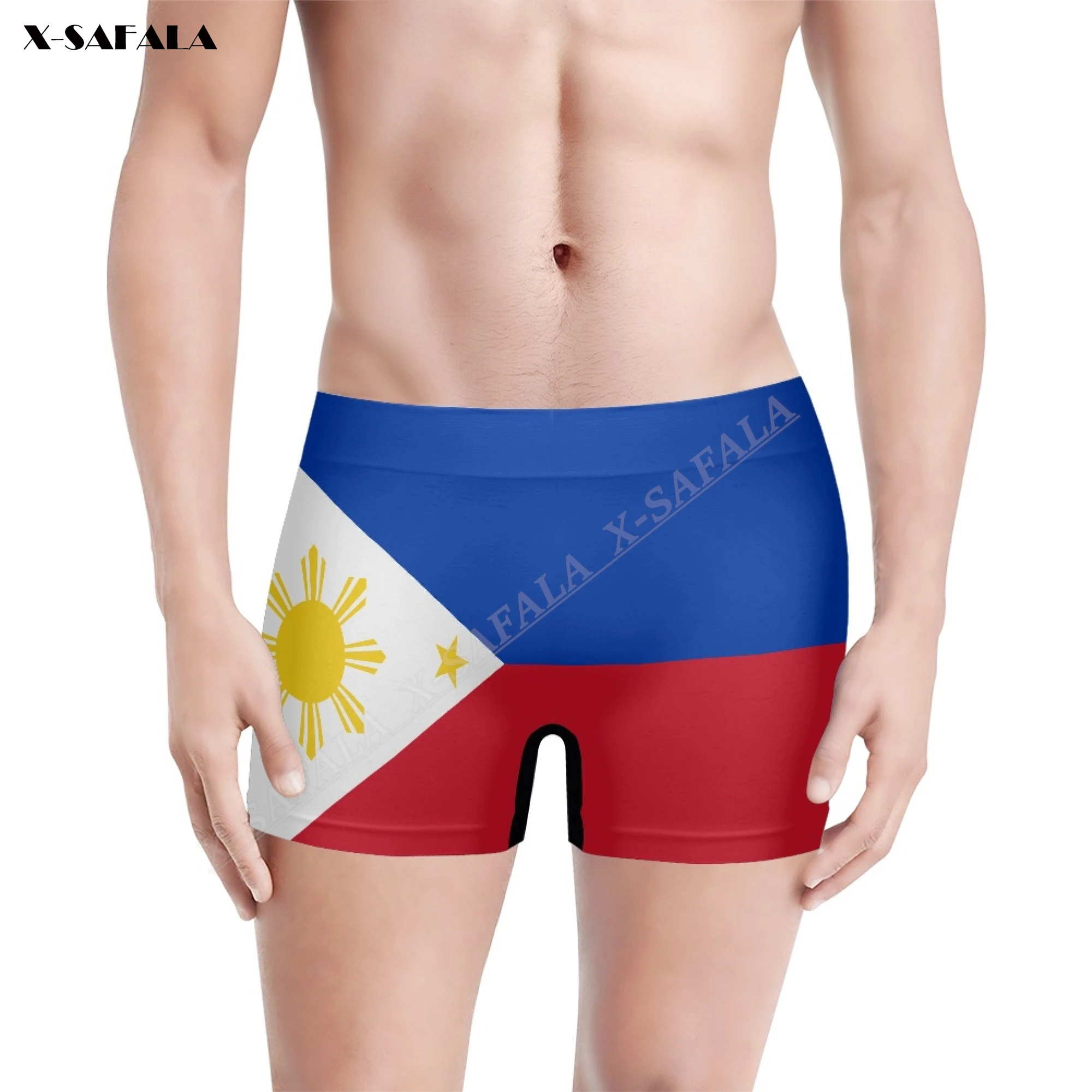 

Philippines Flag 3D Printing Breathable Male Men's Underwear Shorts Seamless Pants High Elastic Swimwear Beach SwimmingTrunks
