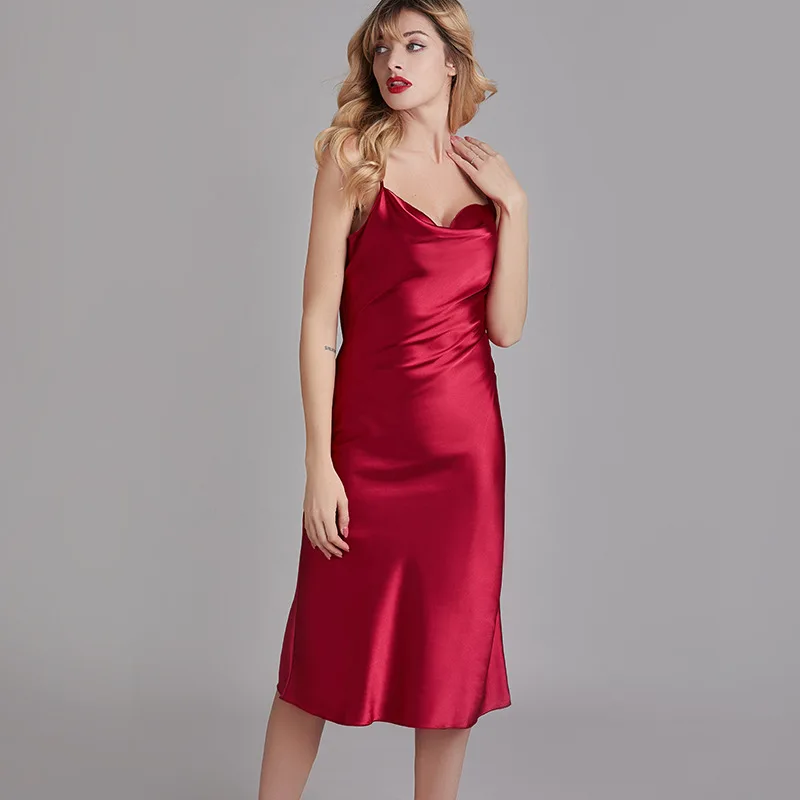 Long Dress Woman Sleeveless Nightwear Plus Size Red Solid Sexy Nightgowns Sleepwear for Wedding Party