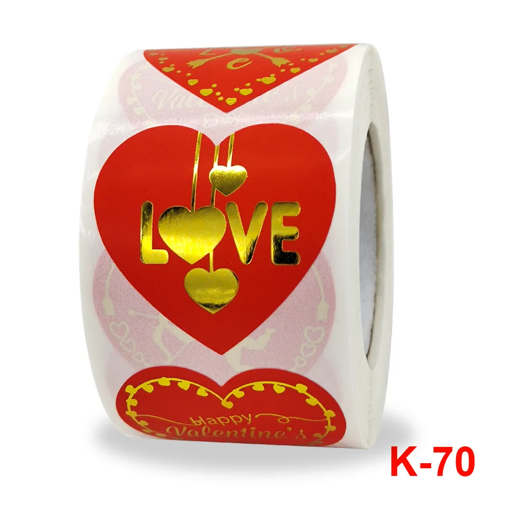 

Sticker roll red heart-shaped hot stamping sticker love Valentine's Day gift decorative sticker