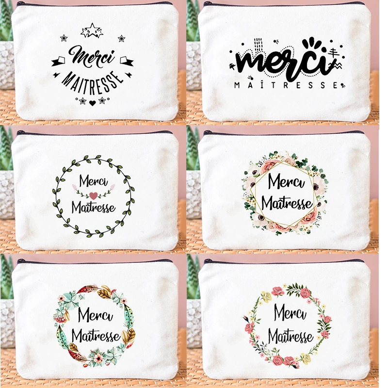 

French Print Makeup Bag Women Cosmetic Case Travel Toiletries Organizer Female Storage Pouch Pencil Bag Gift for Festival
