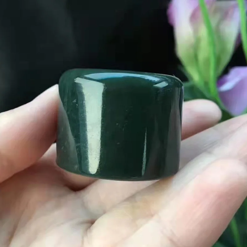 

Natural Green Jade Thumb Ring Men Women Healing Gemstone Fine Jewelry Genuine Hetian Jades Nephrite Wide Rings Anillos Hombre