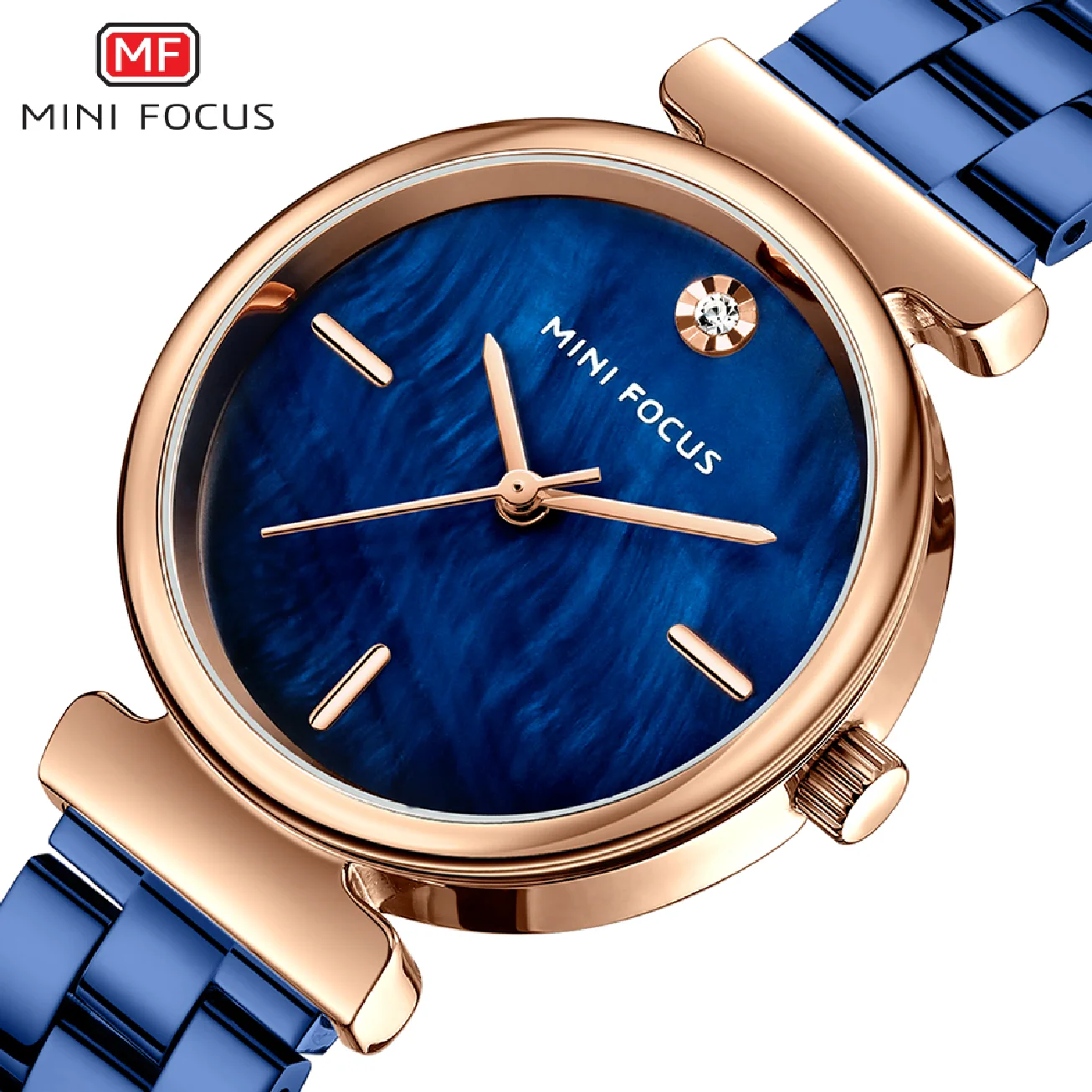 MINFOCUS Blue Watch Women  Shell surface Dial Top Luxury Brand Stainless Steel Female Quartz Watch Waterproof Clock Montre Femme