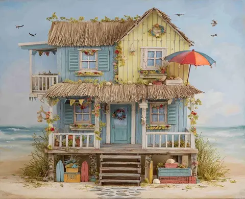 Картина по номерам PhotoCustom Лен Пляжный дом
