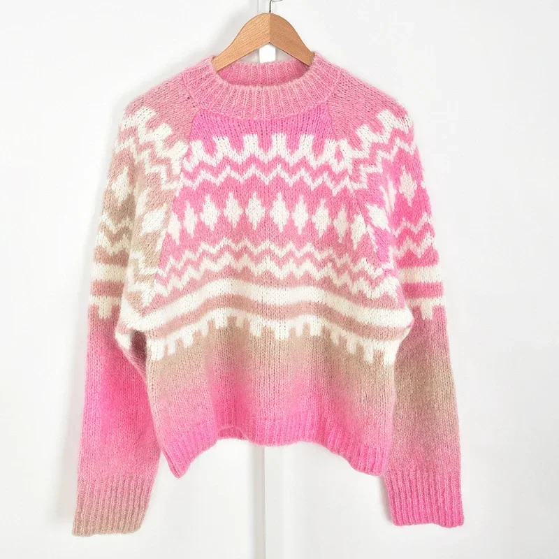 

Autumn and Winter New Women Sweater Jacquard Gradient Pullover