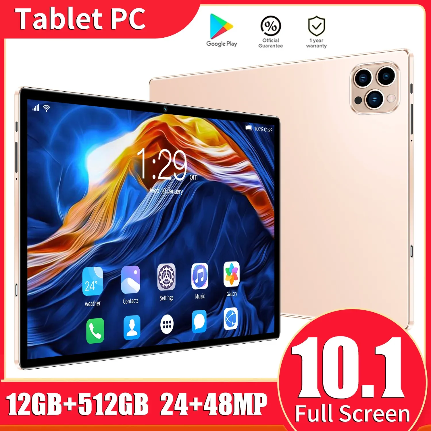 

New【 Buy 64GB 】10'' Tablet PC Android 12 4G/3G Octa Core 12GB RAM 512GB ROM Tablets PC Dual Wifi Type-C 8000mAh Tablet Pad