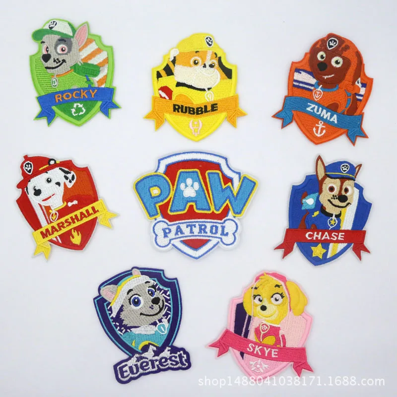 

New Paw Patrol Embroidery Patch Applique Iron Cloth SewSupplies Decorative Badges Sticker For Cloth Cartoon Decorative Toys