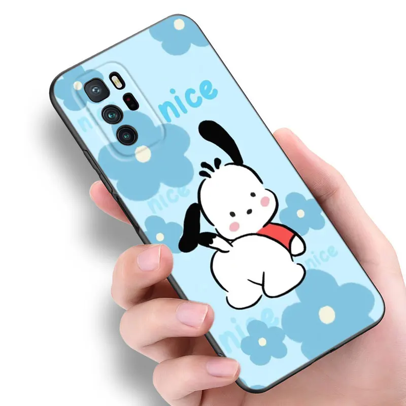 Черный силиконовый чехол для телефона с милой собакой Pochacco Xiaomi POCO X3 X4 NFC F4 GT F5 F6 M4 M6