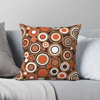 orange white and brown circle retro pillowcase polyester velvet pattern zip decorative room cushion cover 18x18 inch