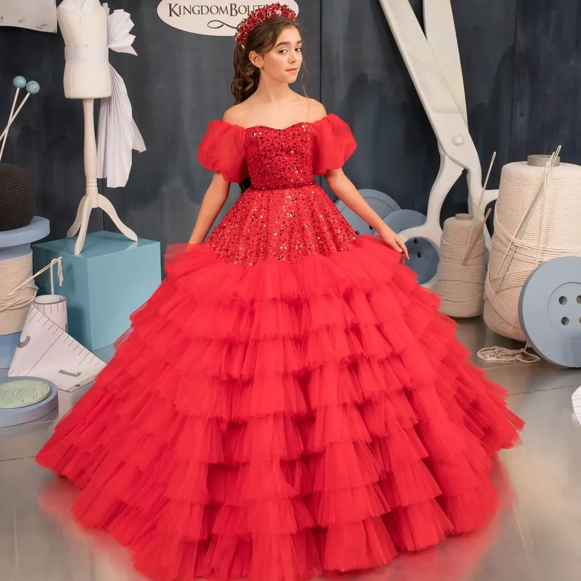 

Великолепные красные платья с цветами для девочек на свадьбу, блестящие детские платья с блестками для вечеринки и торжества, платья для маленьких девочек на день рождения и выпускной