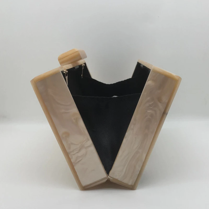 Ladies New Look Champagne Acrylic Evening Bags Luxury Patchwork Marble Hard Box Prom Party Clutch Casual Stylish Crossbody Purse