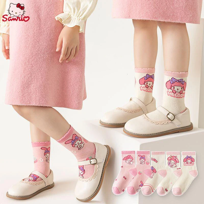 

New Anime Cartoon Sanrios Socks Kuromi My Melody Kawaii Student Stockings Cute Girls Cotton Home Warm Socks Children Gift