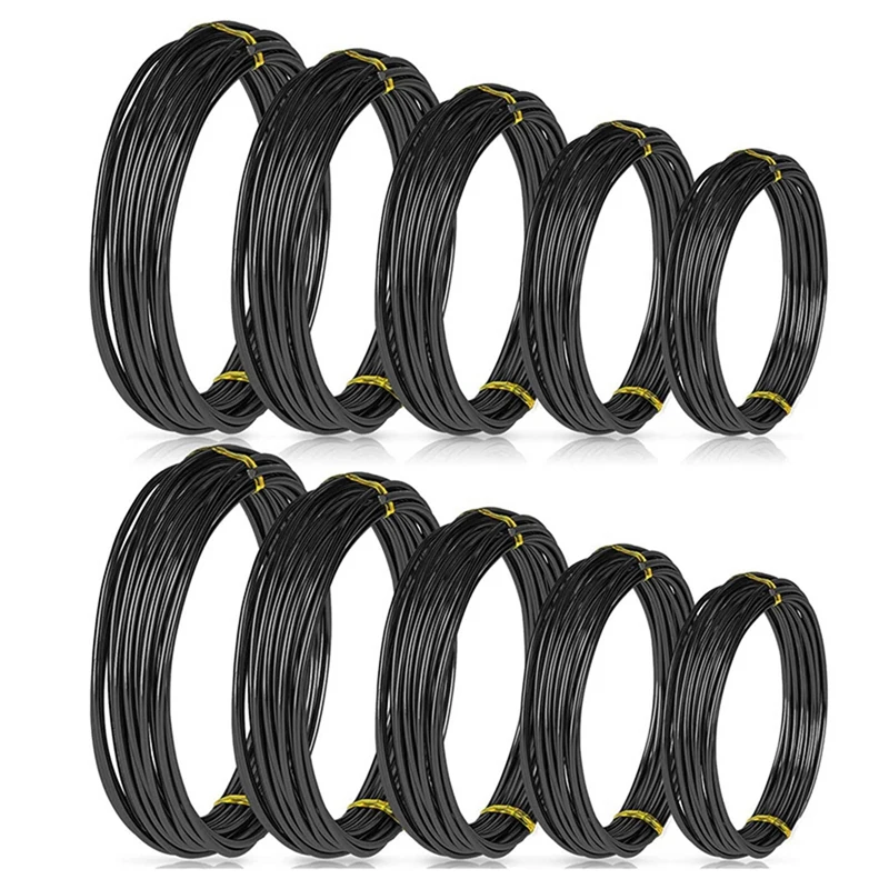 

10 Rolls Bonsai Wires Anodized Aluminum Bonsai Training Wire In 5 Sizes - 1.0 Mm, 1.5 Mm, 2.0 Mm, 2.5 Mm 3.0 Mm Black