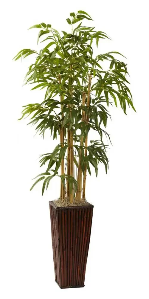 

4ft. Bamboo Artificial Plant with Decorative Planter, Green