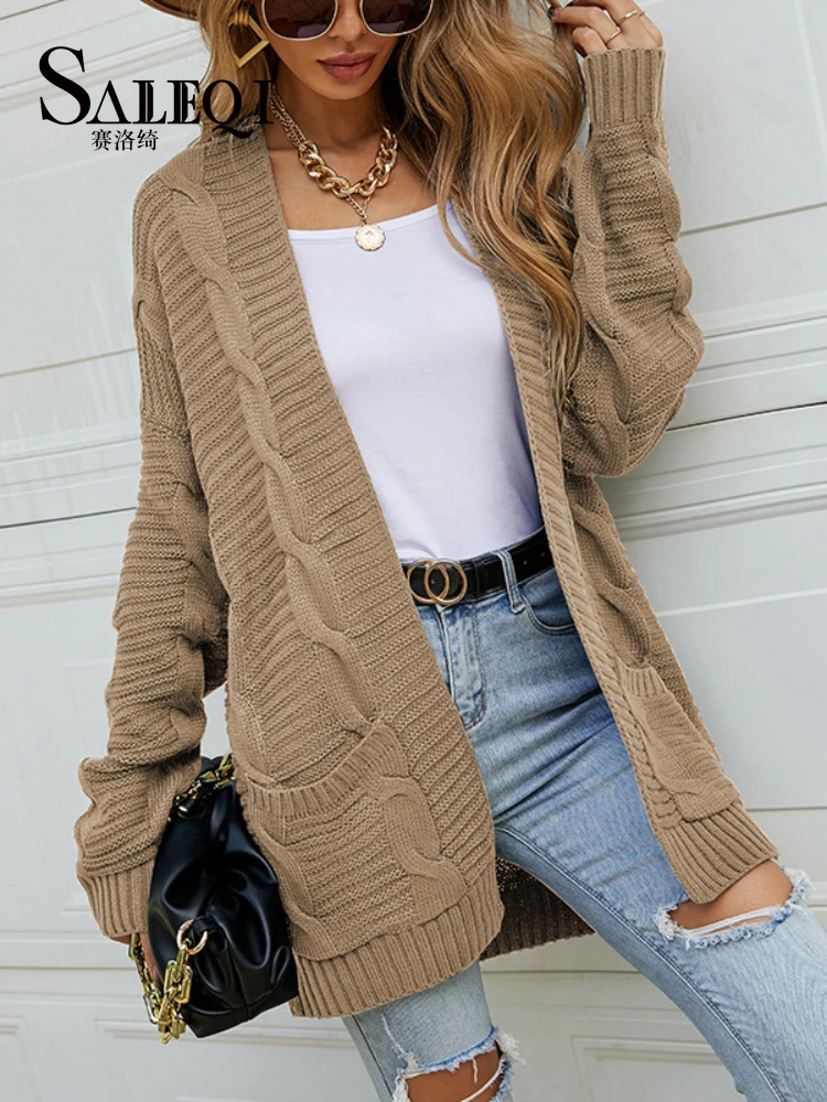 

Women Autumn Winter Solid Loose Cardigan Elegant Casual Fashion Office Lady Streetwear V Neck Long Sleeve Sweet Cardigan 2023