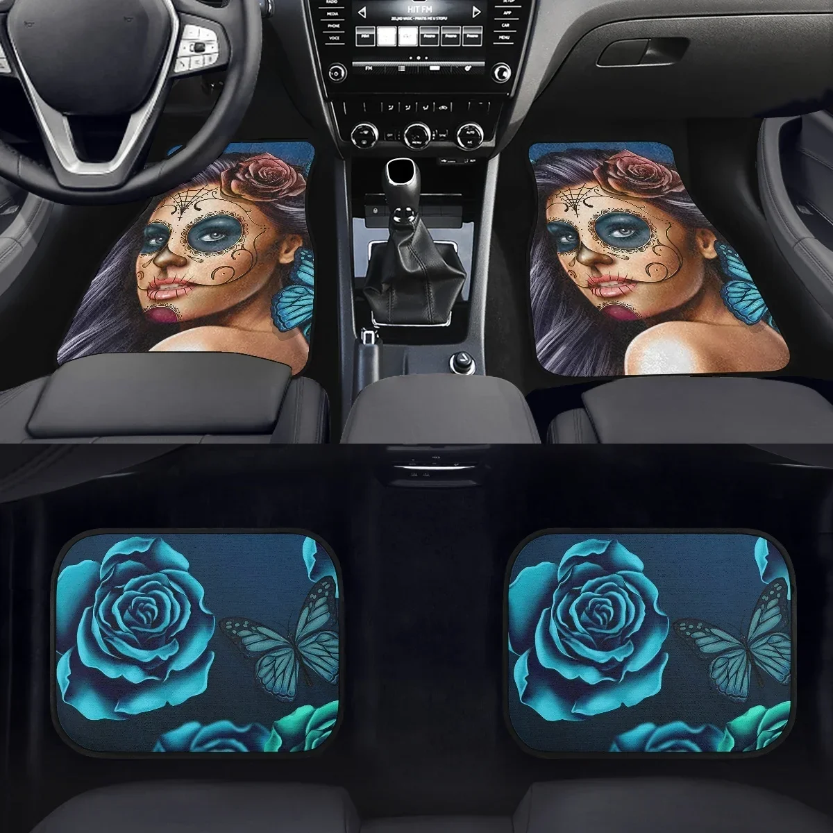 Автомобильные коврики Готическая невеста Зомби Роза Дизайн Противоскользящие