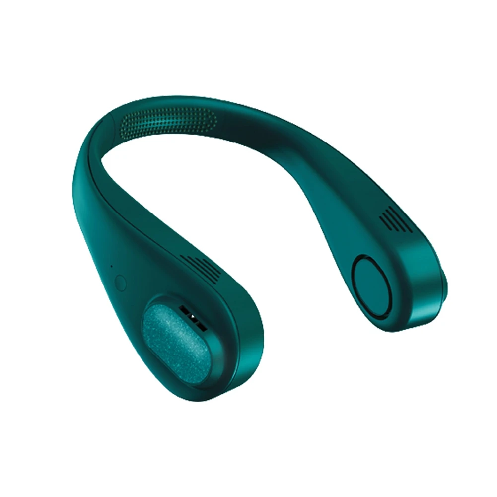 

Portable Leafless Hanging Neck Fan Comfortable Cooling Neckband Electric Cooler -Green
