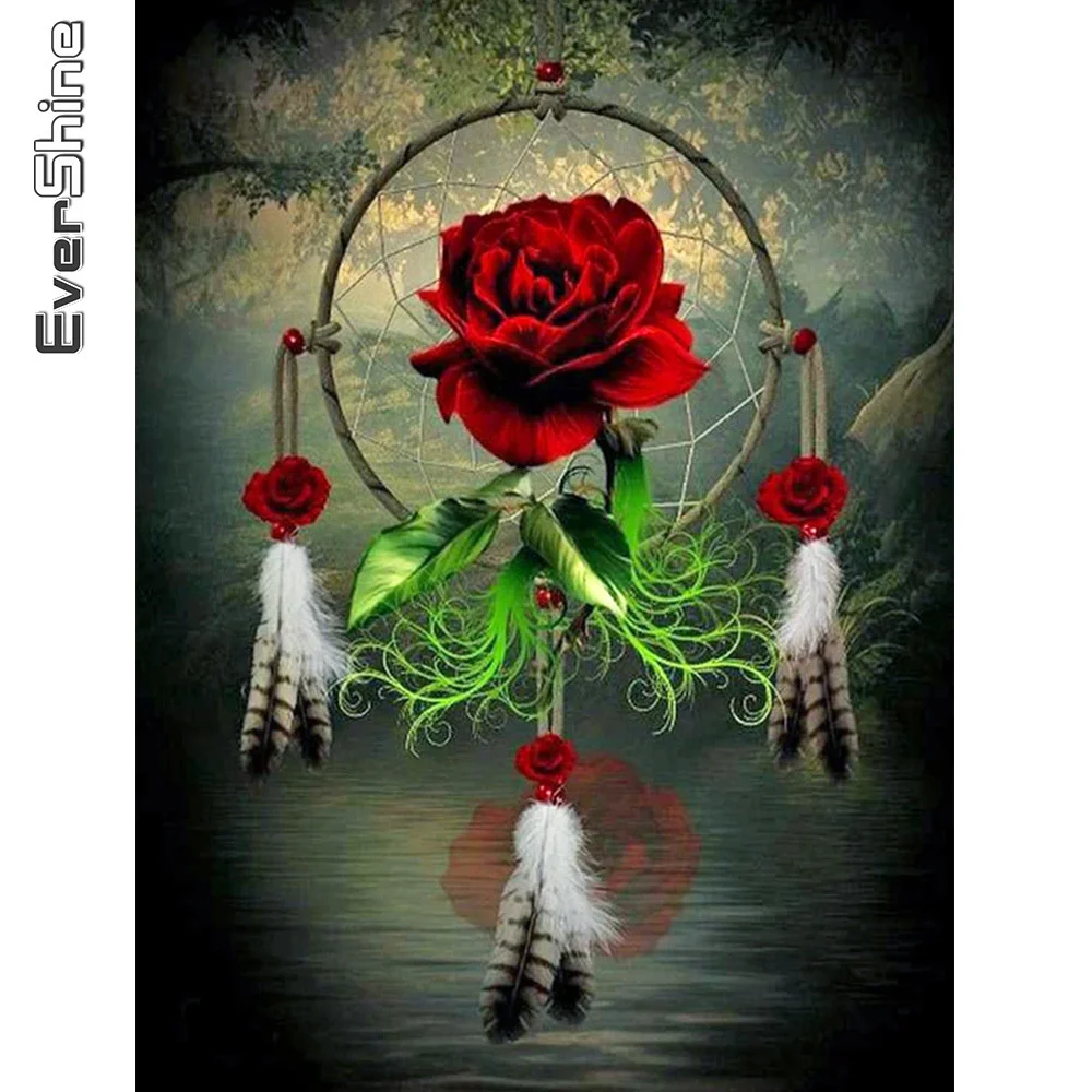 

Evershine Diamond Painting Rose Flower New Arrival Diamond Embroidery Dreamcatcher Cross Stitch Full Square Mosaic DIY Wall Art