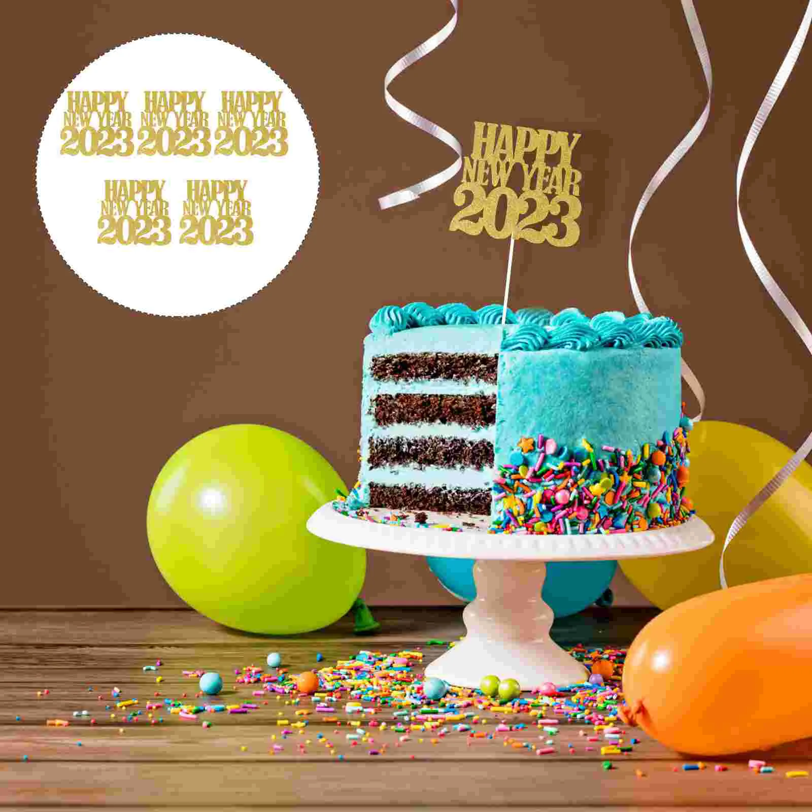 

Cake Picks New Cupcake Year Party Topper 2023 Toppers Dessert Decorations Supplies Glitter Cocktail Pick Salad Years Happy Eve