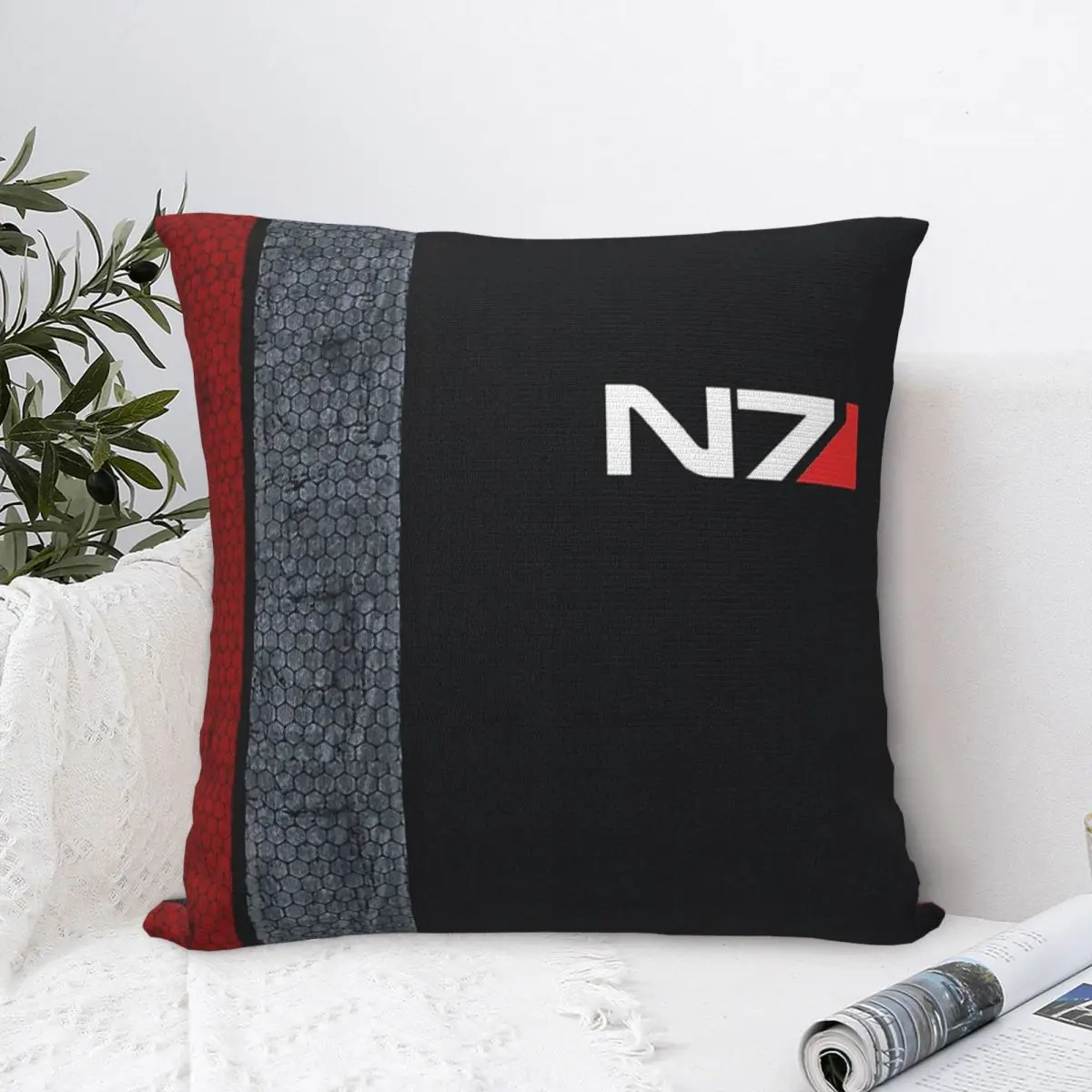 

N7 Art Cojines Throw Pillow Case Mass Effect Cushion Home Sofa Chair Print Decorative Coussin