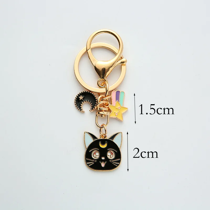Милый брелок с котом из мультфильма металлическая подвеска в виде звезды Луны и