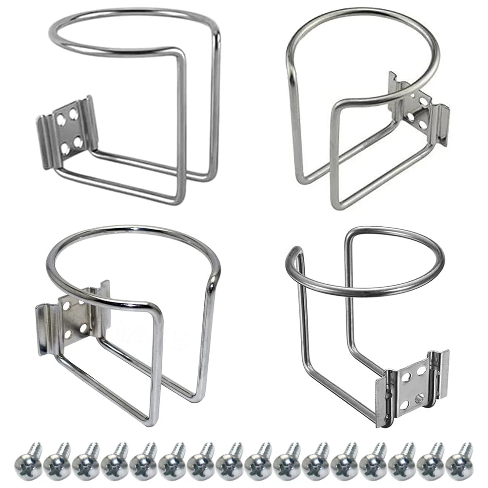 

4 Pack Stainless Steel Boat Universal Drinks Holders,Boat Cup Holder Rail Mount/Wall Mounted for Marine Yacht RV