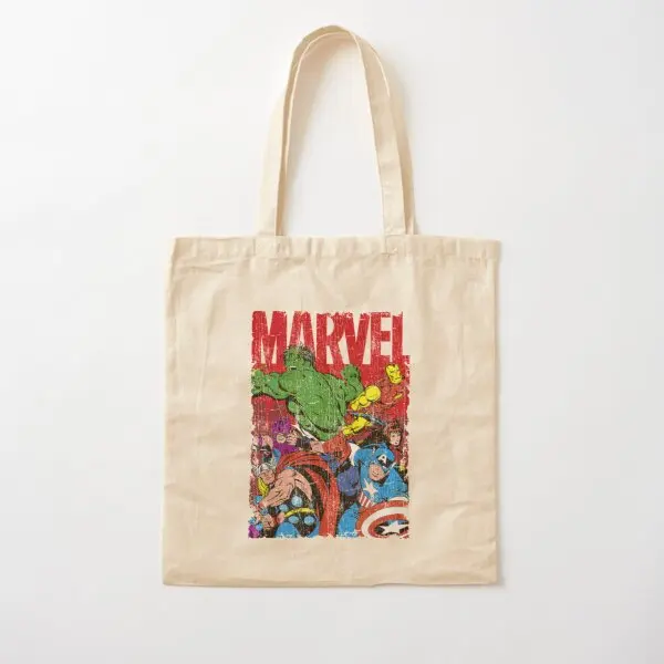 

Aven Team Retro Comic Vintage Cotton Canvas Bag Reusable Grocery Handbag Shoulder Bag Tote Printed Travel Unisex Shopper Women