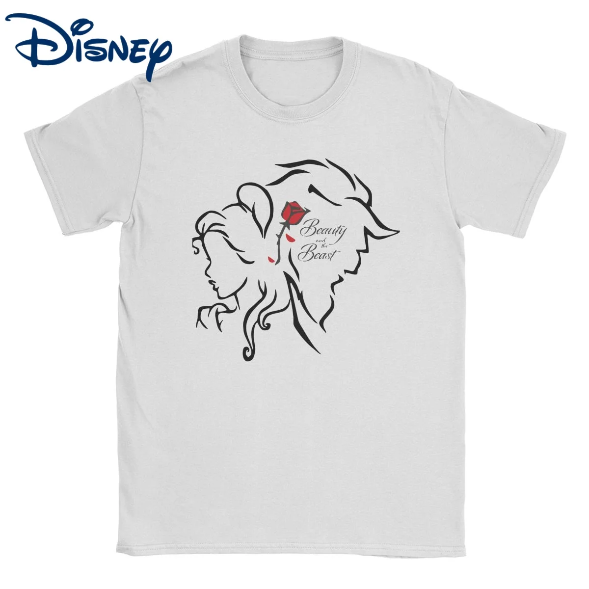 

Винтажные футболки с надписью «Красавица и Чудовище» для мужчин и женщин, с круглым вырезом, 100% хлопок, футболки Disney, одежда с принтом