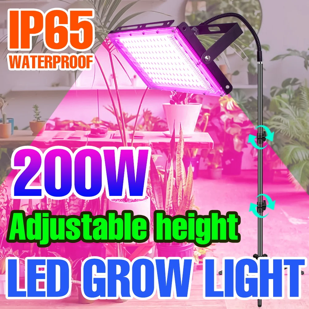Greenhouse 200w Phyto Lamp Mobile Holder Led Light Grow Floodlight For Plants Flower Seedling Home Tent Box